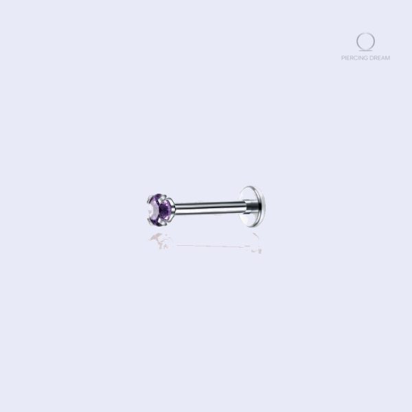 Bijou conque violet avec gemme Iolite, style raffiné