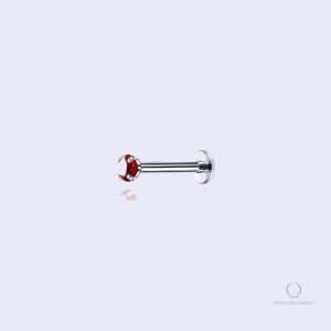 Labret piercing en zirconium rouge Orla Rubis