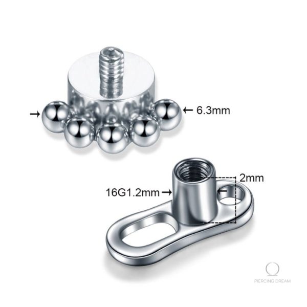 Piercing microdermal en acier, design rubis unique