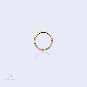 Piercing oreille or avec strass multicolore Serene
