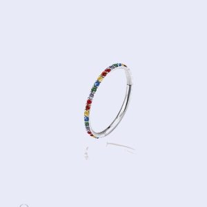 Piercing anneau strass Aira multicolore pour tragus