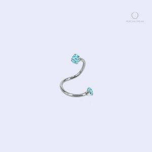 Piercing arcade ondulé bleu zircon Torsada Ciel