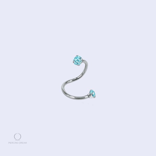 Piercing arcade ondulé en bleu, design Torsada Ciel