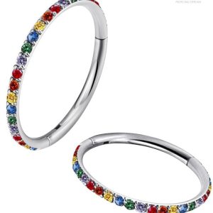Anneau de piercing pour cartilage d'oreille, design multicolore