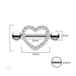 Variation de piercing téton en forme de cœur, design élégant