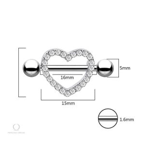 Variation de piercing téton en forme de cœur, design élégant