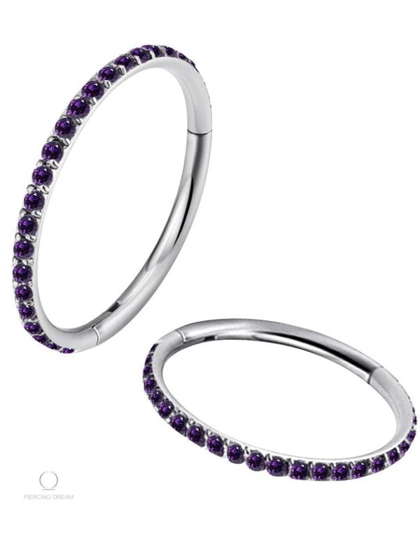 Piercing conch titane, design Aira en couleur pourpre vibrante