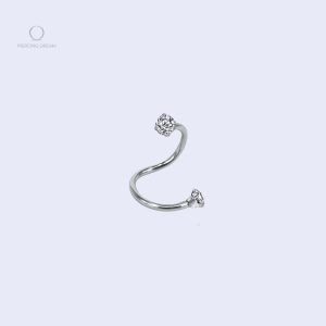 Piercing d'oreille Torsada Zircon avec double zircon