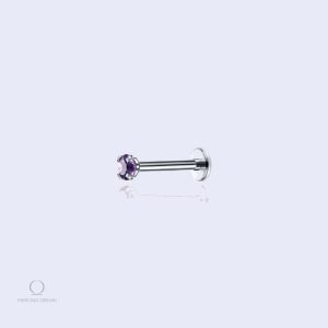 Piercing oreille violet, design élégant en iolite naturelle
