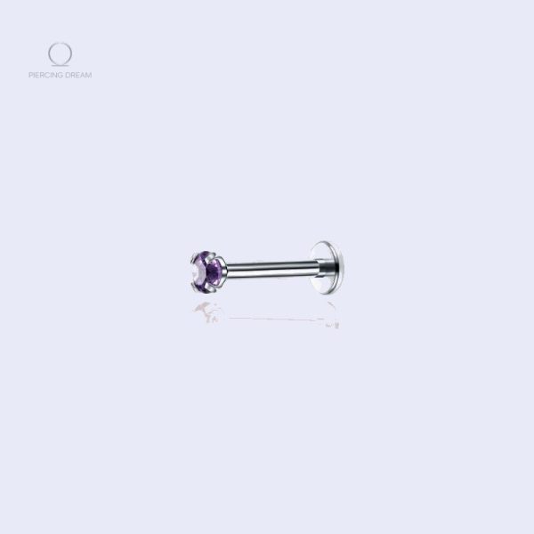 Piercing de lobe violet avec pierre d'iodite élégante