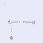 Piercing industriel en argent en forme de cœur