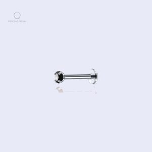 Piercing labret argenté Orla, orné de diamant noir élégant