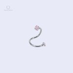 Piercing labret Torsada Rhodon avec gemme rose ondulée