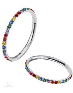 Piercing au labret en titane, design multicolore unique