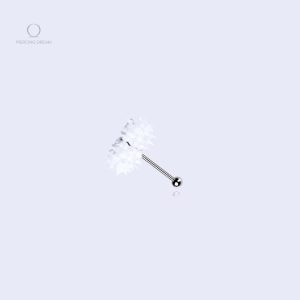 Euphéa Blanche - piercing langue vibrant en acier chirurgical