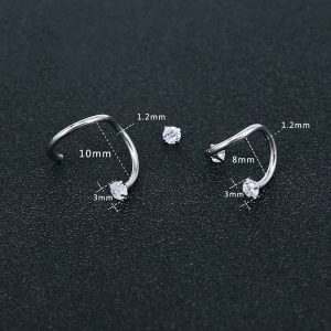 Accessoire de piercing argenté pour lèvre, design courbé