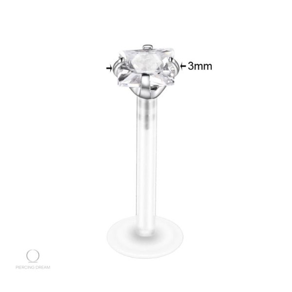Strass blanc pour piercing lèvre, design invisible et élégant