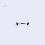 Piercing lèvre labret en argent avec pierre bleue
