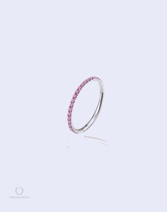 Piercing lèvre Aira Corail avec petits diamants roses