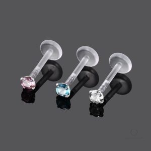 Stud invisible pour piercing lèvre en cristal