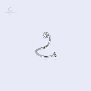 Design unique de piercing lobe en argent avec zircon