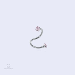Torsada Rhodon - piercing lobe spirale en pierre rose