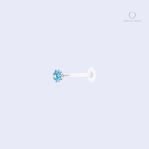 Bijou lobe étoile en silicone couleur bleue