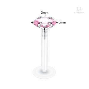 Bijou pour oreille en acrylique rose transparent