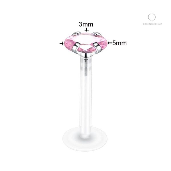Bijou pour oreille en acrylique rose transparent