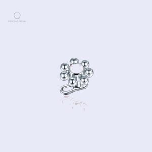 Piercing microdermal en opale et acier Utopia