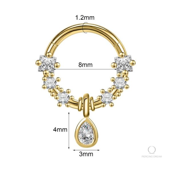 Piercing à nez Eirlys, or et pierre précieuse scintillante
