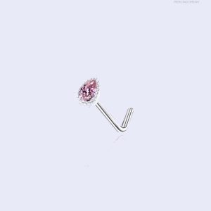 Piercing de nez avec pierre précieuse rose Noémie