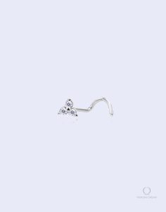 Piercing de nez en diamant, style tire bouchon