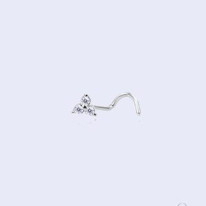 Piercing de nez en diamant, style tire bouchon
