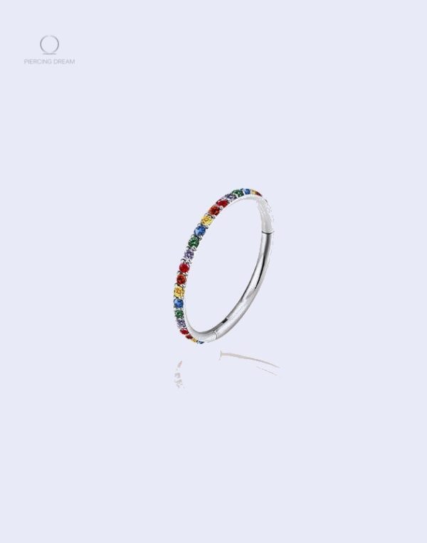 piercing-nombril-anneau-argent-1 Piercing nombril Aira multicolore en argent
