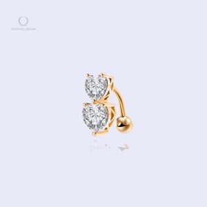 Piercing nombril Rhea Cristal avec cœurs en zirconiums
