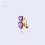 Piercing nombril cœur en or Rhea Iolite