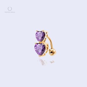 Piercing nombril cœur en or Rhea Iolite