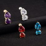 Piercing nombril en or avec gemme Iolite en forme de cœur
