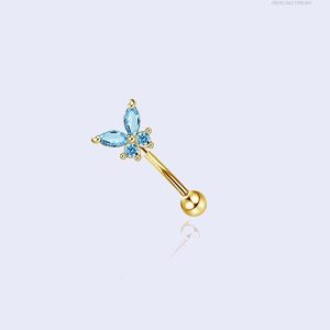 piercing nombril papillon bleu en or