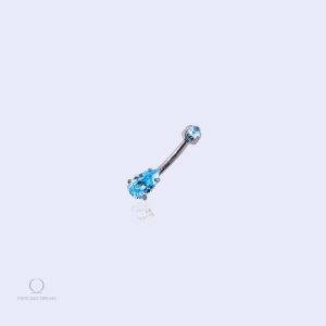 Piercing nombril strass bleu, design élégant et tendance
