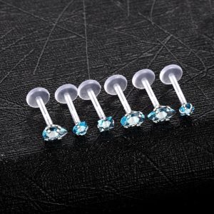Piercing étoile bleu en bioflex pour oreille