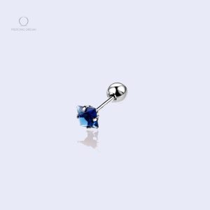 Piercing oreille Divinea Saphir avec zircon bleu