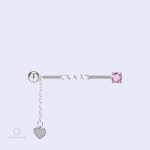 Piercing industriel oreille avec cristaux roses