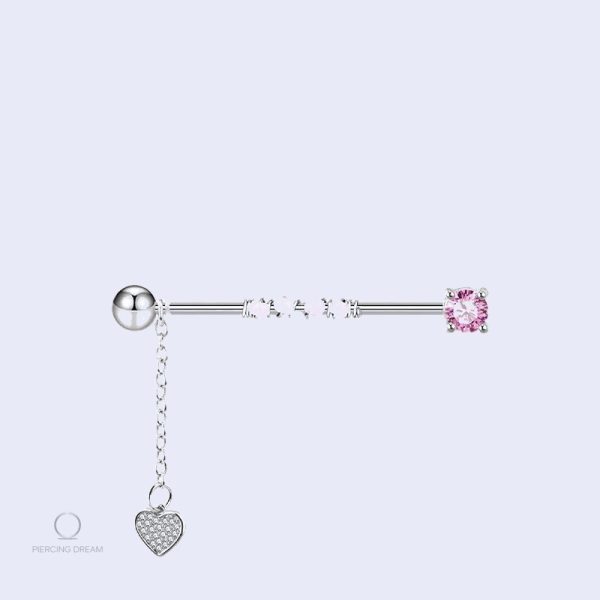 piercing-oreille-industriel-cristaux-roses-1 Piercing industriel oreille avec cristaux roses