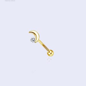 Piercing rook d'oreille en forme de lune avec zircon