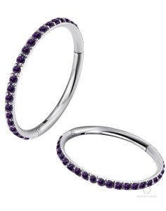 Piercing rook en titane, décoré de zircons scintillants