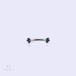 Piercing téton banane argent avec gemme bleue