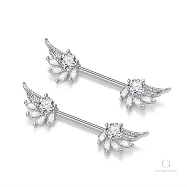 Piercing décoratif pour tétons avec motifs d'ailes raffinés