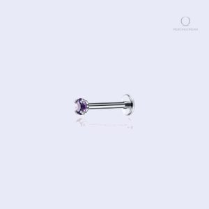 Piercing tragus argent avec pierre violette Orla Iolite